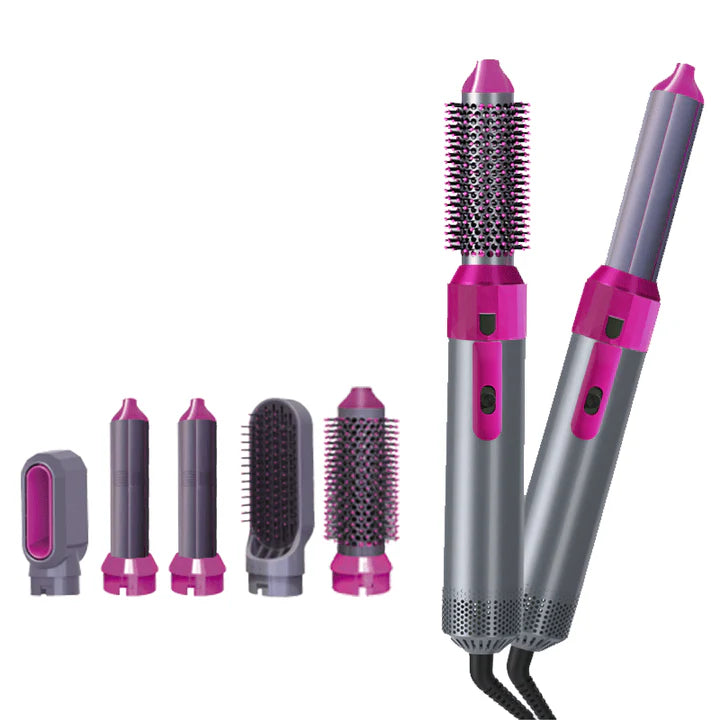 5 in 1 Hot Air Hair Styling Brush | Blow Dryer, Straightener, Curler & Volumizer