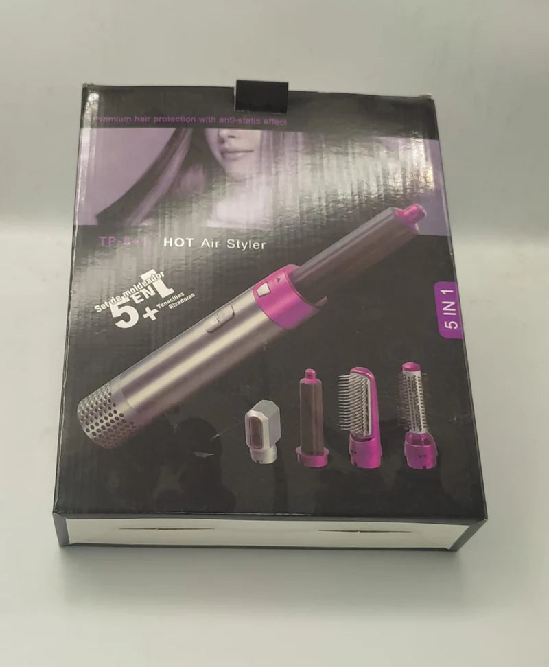5 in 1 Hot Air Hair Styling Brush | Blow Dryer, Straightener, Curler & Volumizer