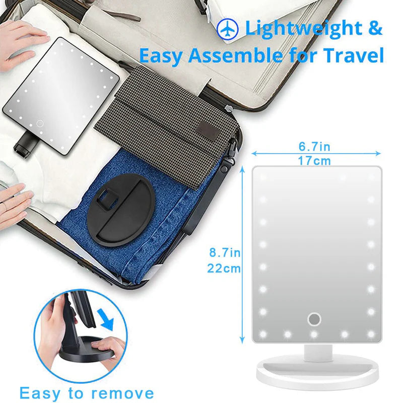 Luxury LED Vanity Mirror – Touch Screen Lighted Makeup Mirror