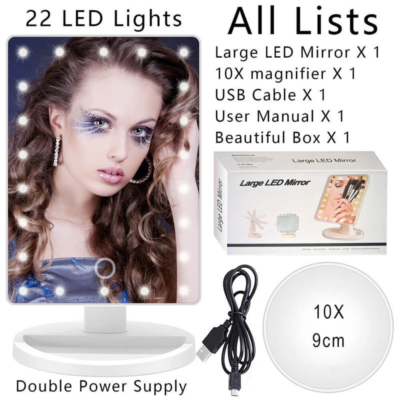 Luxury LED Vanity Mirror – Touch Screen Lighted Makeup Mirror